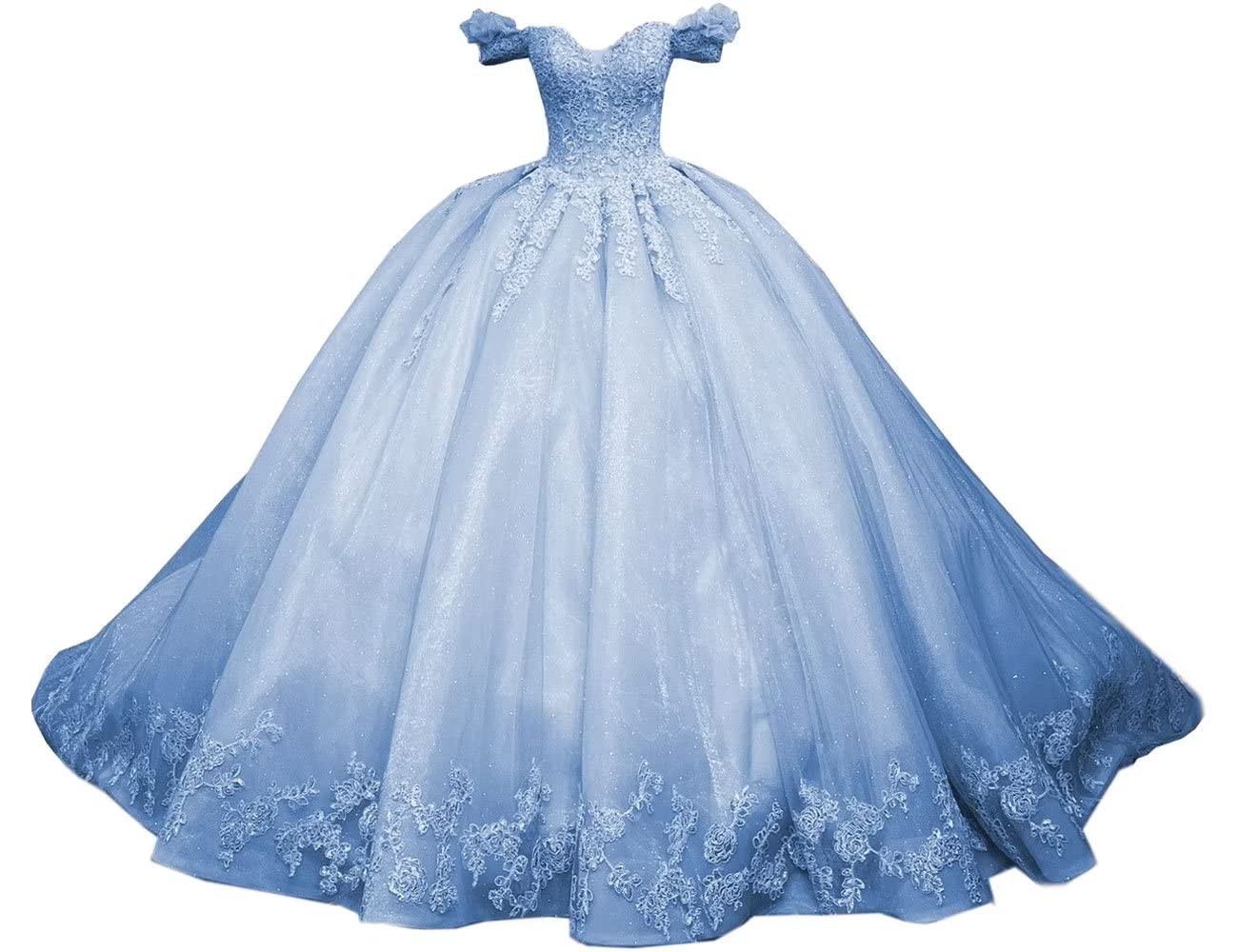 Puffy Quinceanera Dresses Princess Sweetheart Off Shoulder Crystal Ball Gown with Tulle Lace-up Plus Size Sweet 15 16 Long Prom Party Birthday Vestido