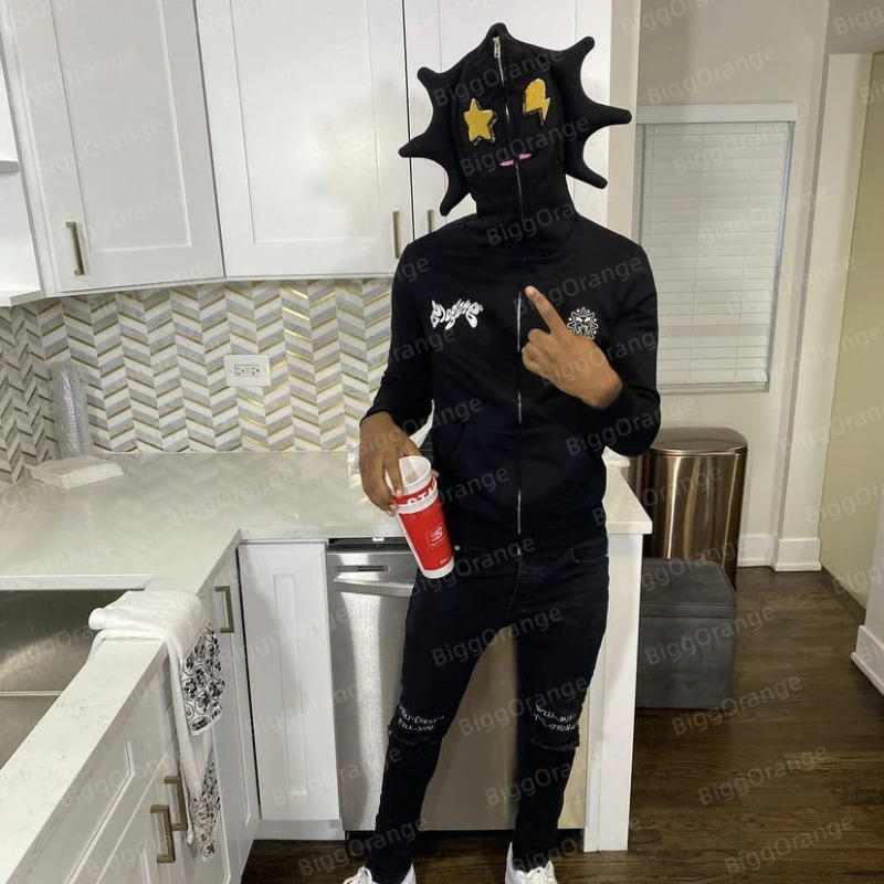 Men's Hoodies Sweatshirts Retro Lazy Style Hoodie for Women Loose Fun Multi Angle Full Zip Hoodie Y2k Casual Sweatshirt Jacket Harajuku American 