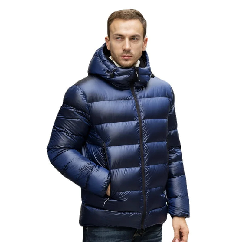 Men's Down Parkas Jaket Musim Dingin Pria Kasual Fashion 90 Parka Hangat Tebal Angsa Putih Mantel Luaran Bertudung Solid 231013