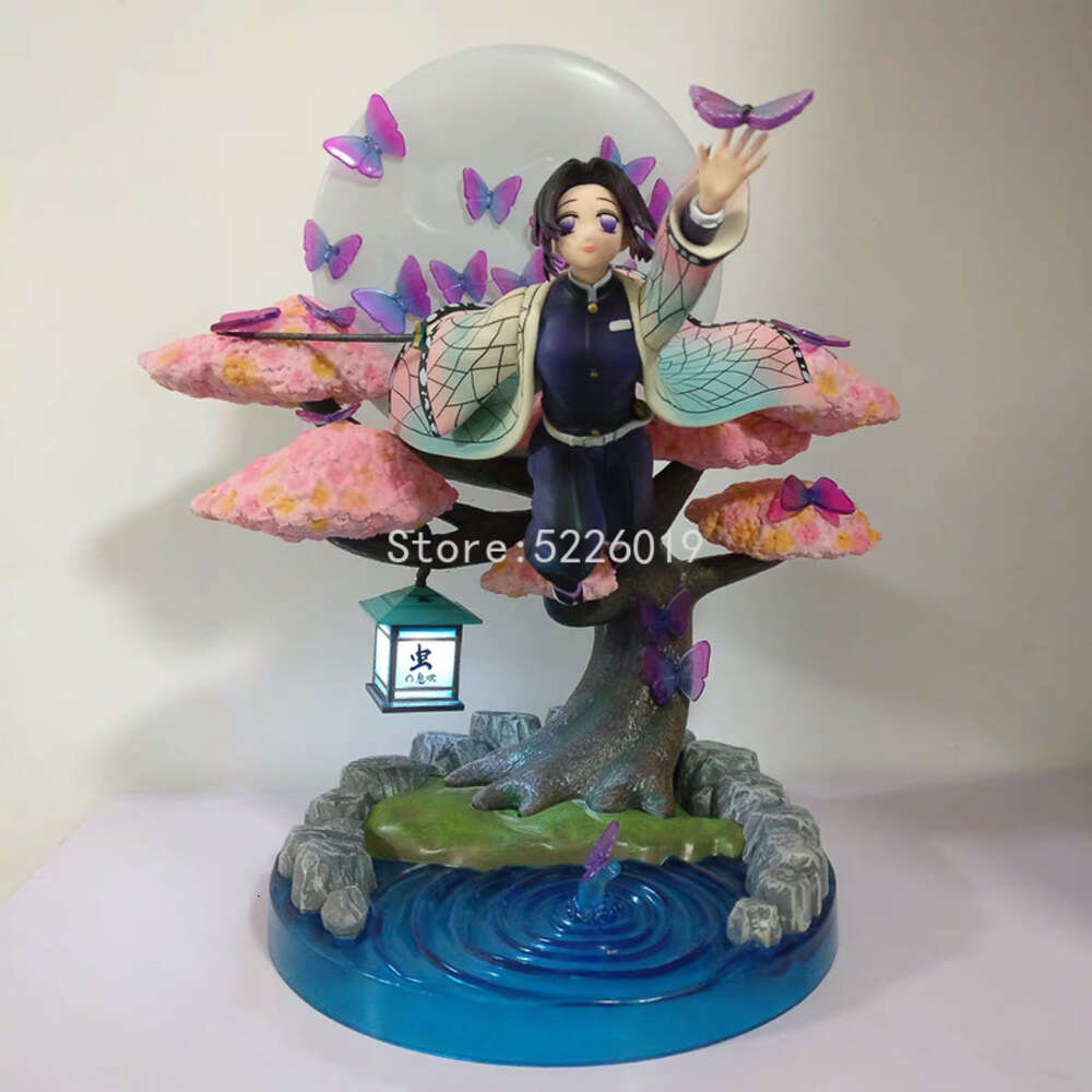 Finger Toys 31cm Devil's Blade Anime Figure Demon Slayer Kochou Shinobu Gk Flying Posture Statue Anime Kimetsu No Yaiba Action Figure Toys