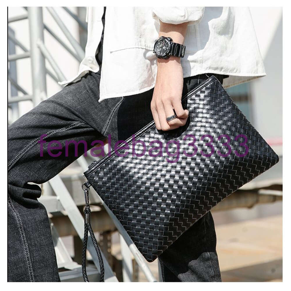 man purse Designer Handbag waist bags Clutch weave Casual Mens Fashion envelope bag large multiple pockets inside hidden zipper pocket
