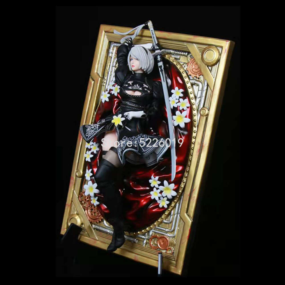 Finger Toys 32cm Nier Automata Anime Figure Yorha No.2 Type B Action Figure 3d Photo Frame Automata Hunter 2b Two Head 2b Yorha Figure Doll