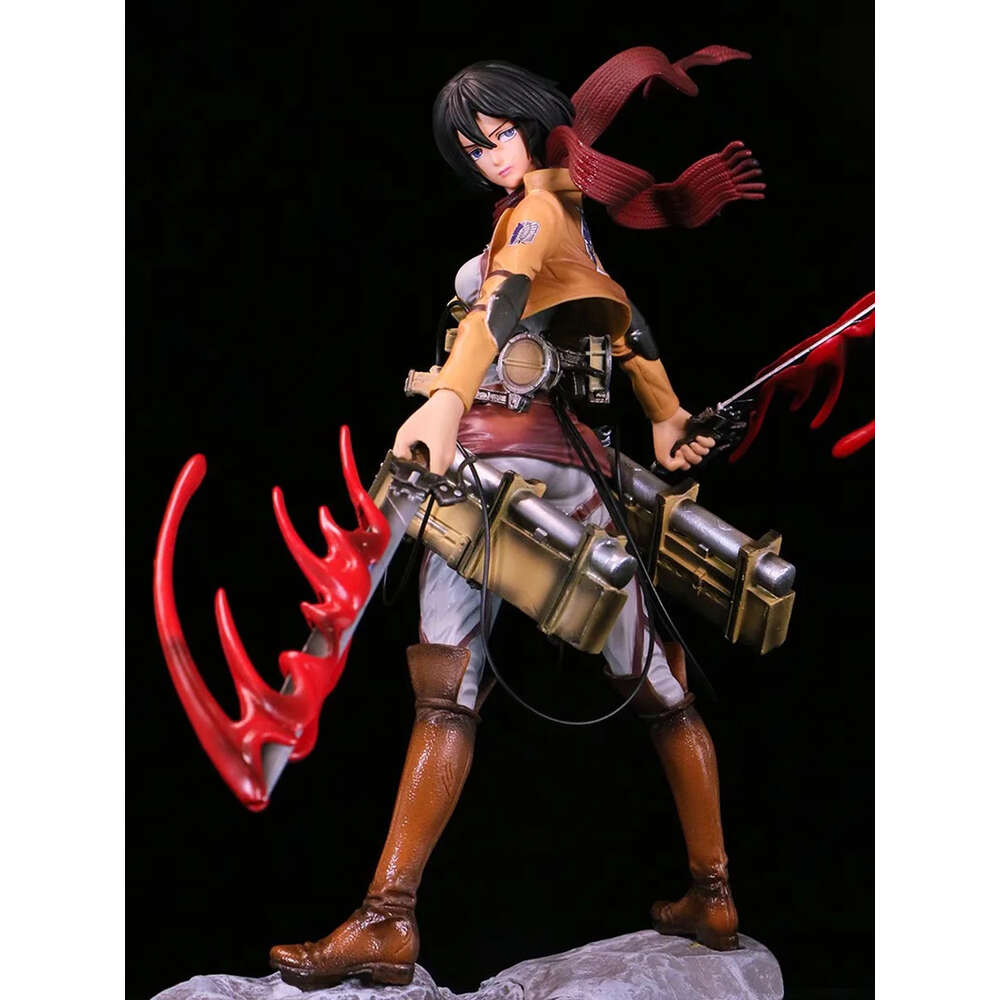 Finger Toys 36cm Attack on Titan Mikasa Ackerman Anime Figure Rival Shingeki No Kyojin Levi Ackerman Action Figure Collection Model Doll Toy
