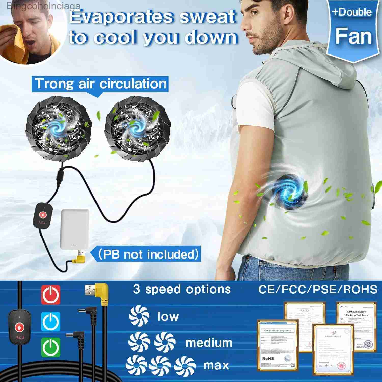 Men's Vests summer Men Cool Vest Wearable Cooling Fan Vest Air-conditioned Clothes Evaporative Cooling Construstion Vest for menL231014