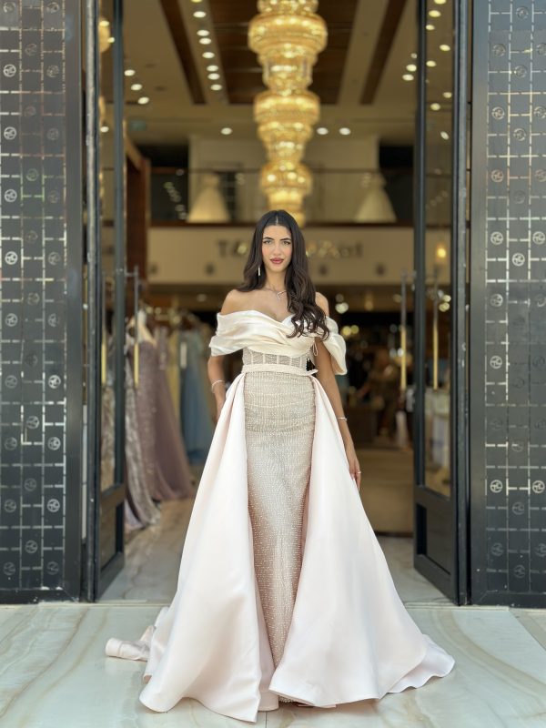 Fashion Ivory Mermaid Evening With Overskirts Off Shoulder Crystal Sequins Formal Party Prom Dress Pleats Dresses For Special Ocn Lz0304