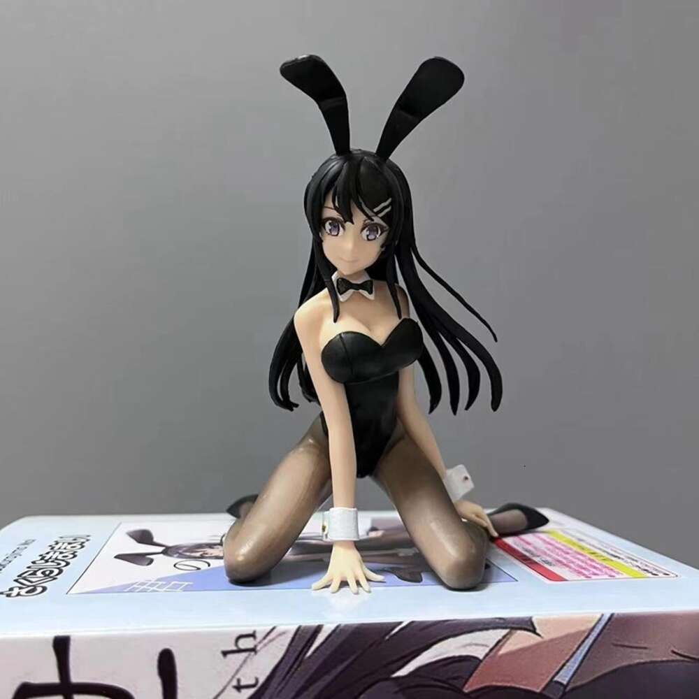Mascot Costumes 10cm Anime Figure Sakurima Mai Sexy Bunny Girl Black Silk Detachable Model Toy Pvc Kneeling Posture Doll Gift Collect Ornament