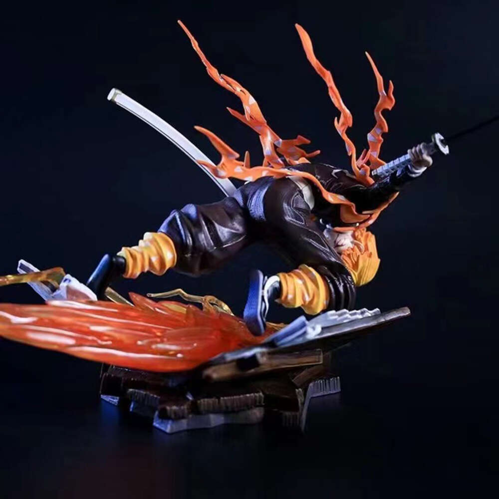 Finger Toys 28cm Agatsuma Zenitsu Demon Slayer Anime Figure Kimetsu No Yaiba Action Figure Giyuu/nezuko/rengoku Figurine Model Doll Toys