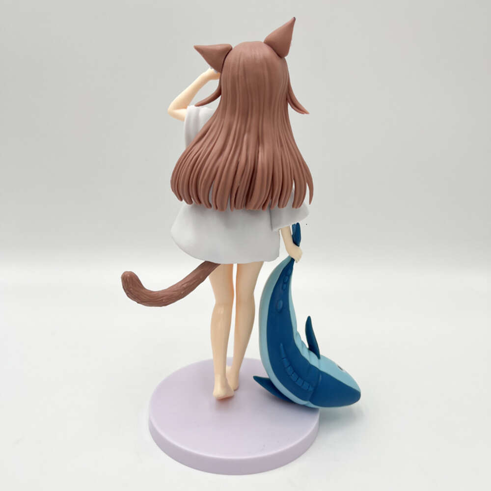 Finger Toys 20cm Goldenhead Uchi No Neko Ga Onnanoko De Kawaii Kinako Anime Girl Figure Soybean Flour Sit and Eat Fish Collectible Model Toy