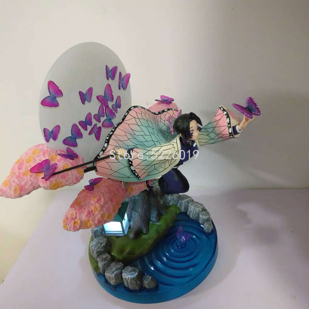 Finger Toys 31cm Devil's Blade Anime Figure Demon Slayer Kochou Shinobu Gk Flying Posture Statue Anime Kimetsu No Yaiba Action Figure Toys