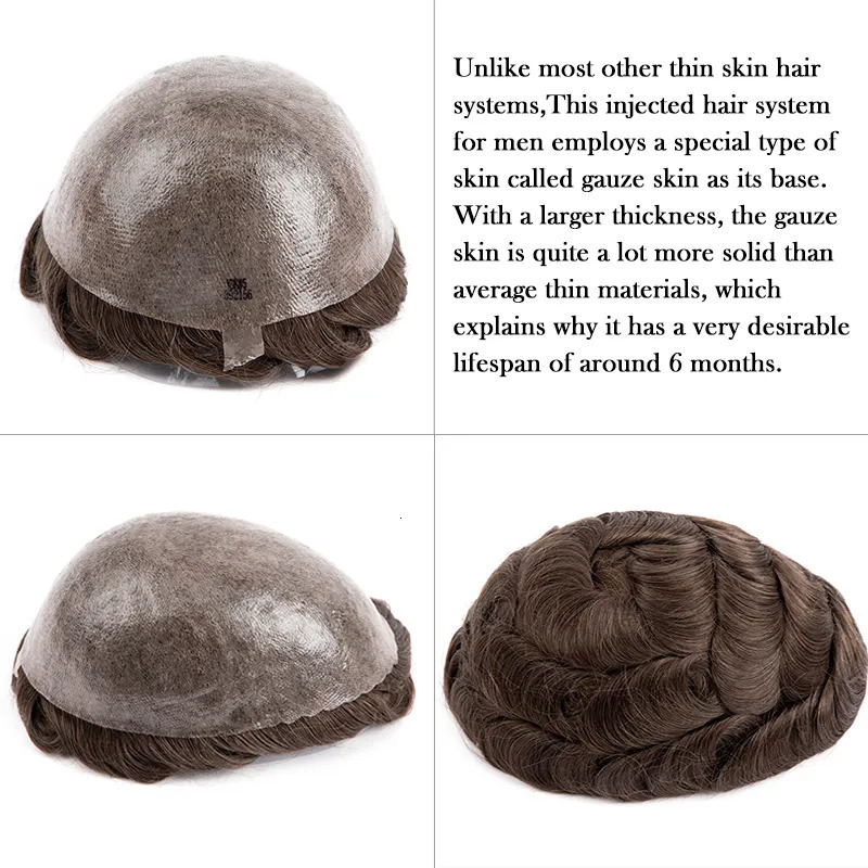 Men s Children s Wigs Male Hair Prosthesis 0 1 0 12mmInjection Skin Man Wig Durable For Men 100 Human System Unit Capillary 231013