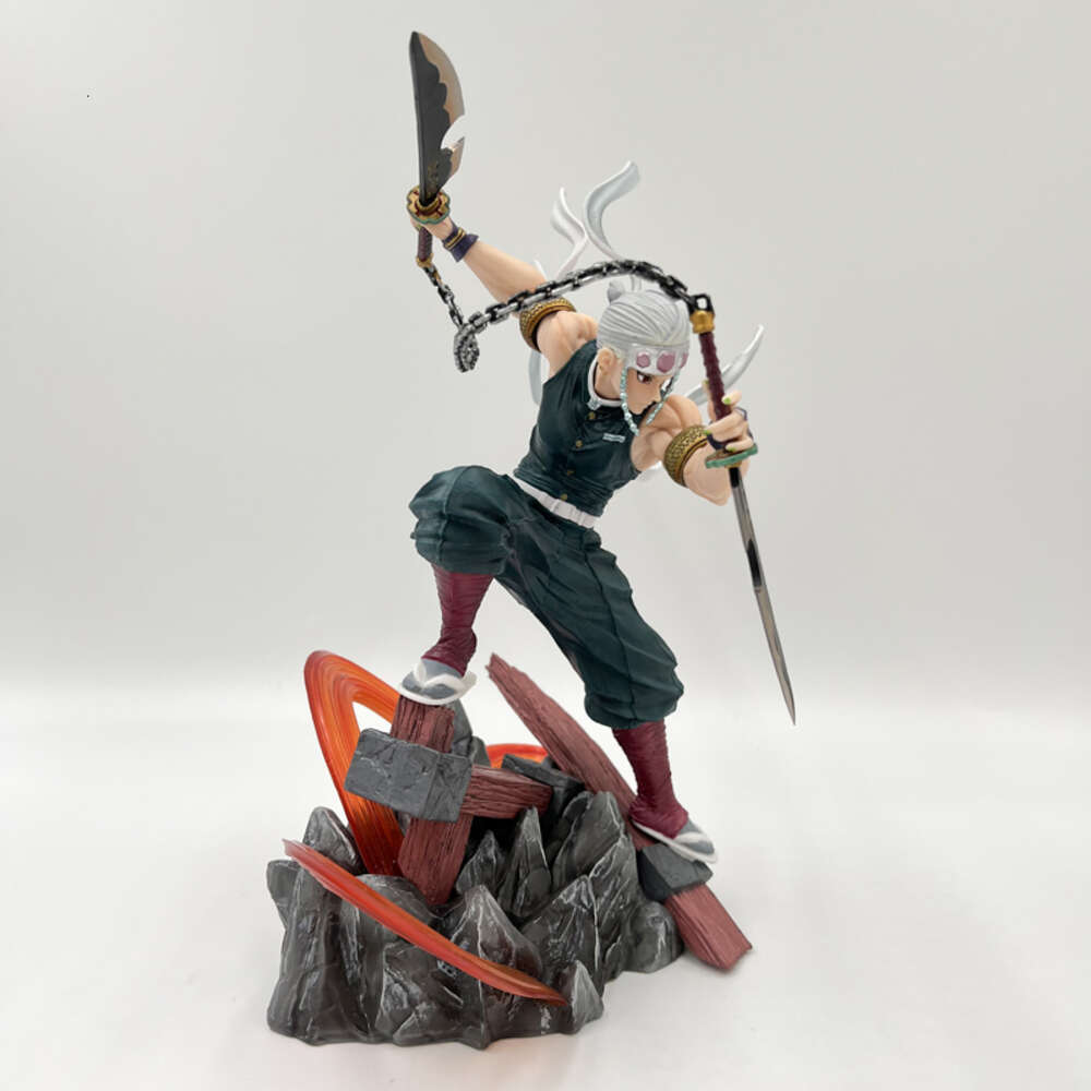 Finger Toys 27cm Demon Slayer Uzui Tengen Anime Figure Kimetsu No Yaiba Action Figure Battle Uzui Tengen Figurine Collectible Model Doll Toy