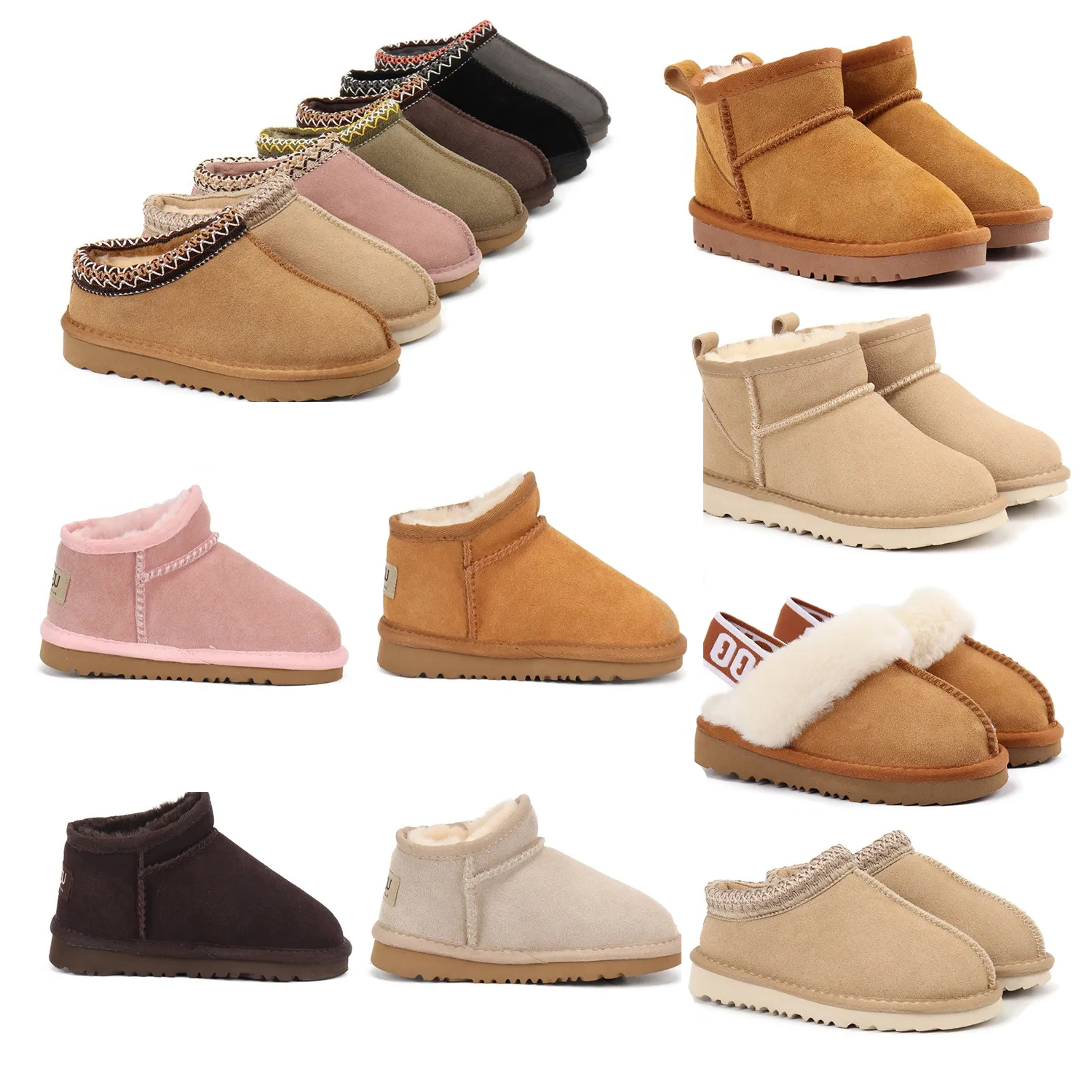 Designer Kids Boots Winter Toddler Tasman Slippers Ultra Mini Boot Tolder Fur Slides Classic Australia Booties Real Leather Girls Children Outdoor Shoes Size 21-35