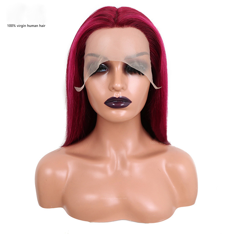 Ombre Light Dark Pink Highlight Tpart Bob Wig Peruvian Virgin Human Hair Silky Straight 150% 180% 210% Density