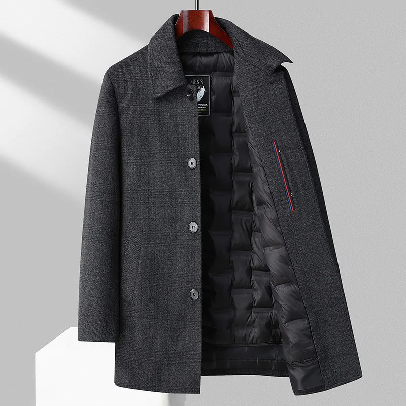Men's Wool Blends Mantel dasar campuran wol kasmir pria mantel elegan musim dingin 2023 dengan lapisan kapas tebal dan dapat dilepas untuk 231013