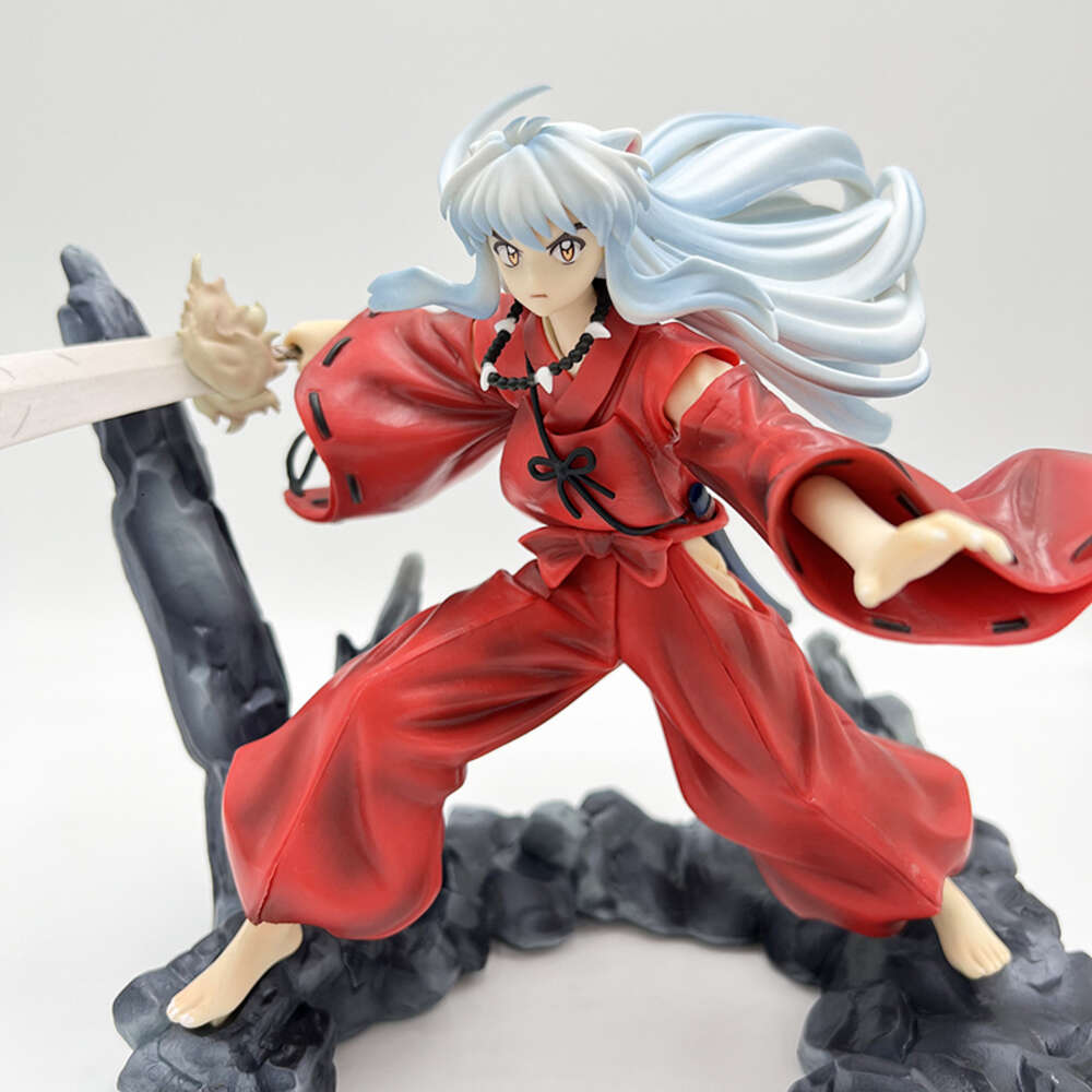 Finger Toys 20cm Inuyasha Sesshomaru Anime Figure Final Inuyasha Kagome Kikyo Action Figure Noodle Stopper Sesshomaru Figure Model Doll Toys