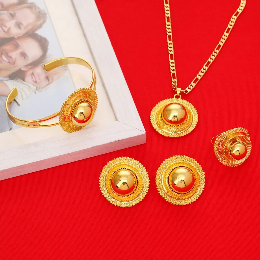 Wedding Jewelry Sets Ethiopian Wedding Jewelry sets Gold Color Ethnic Habesha Traditional Festival Jewellery Africa Women's Jewelry 231013