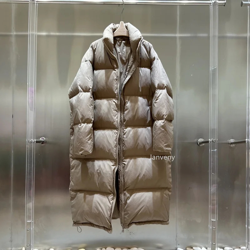 Women's Down Parkas Janveny Winter Stand Collar Thickeness XLong Bread Fluffy Puffer Coat Oversized White Duck Jacket Women Snow Outwear 231013