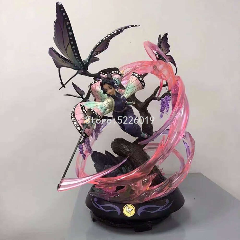 Finger Toys 31cm Devil's Blade Anime Figure Demon Slayer Kochou Shinobu Gk Flying Posture Statue Anime Kimetsu No Yaiba Action Figure Toys