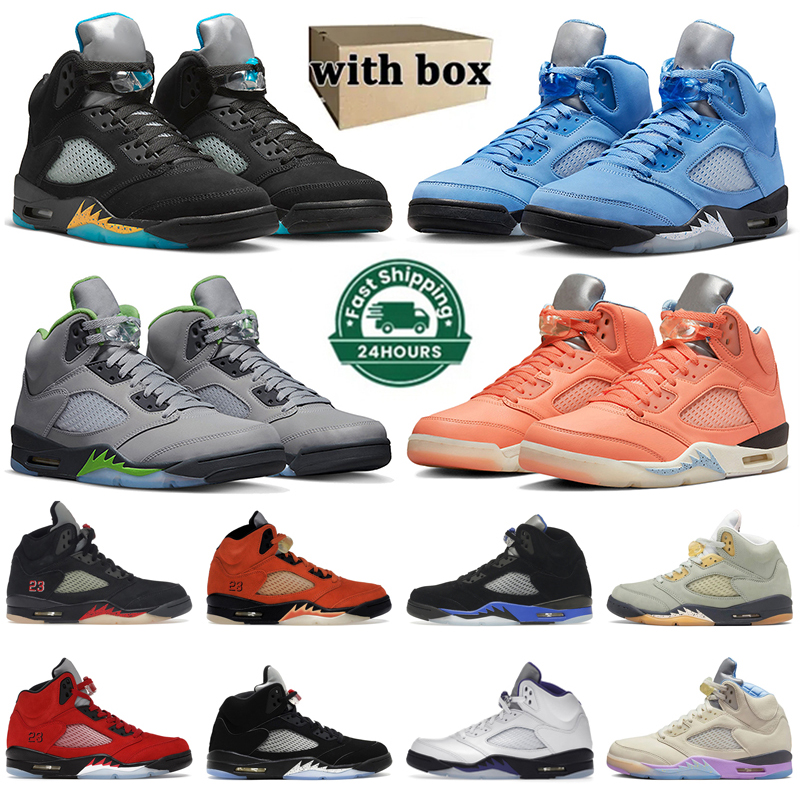 With Box Jumpman 5 5s Basketball Shoes Jordens 5s UNC University Blue Green Bean Crimson Bliss Red Suede Dark Concord Mens Trainers Sports Sneake