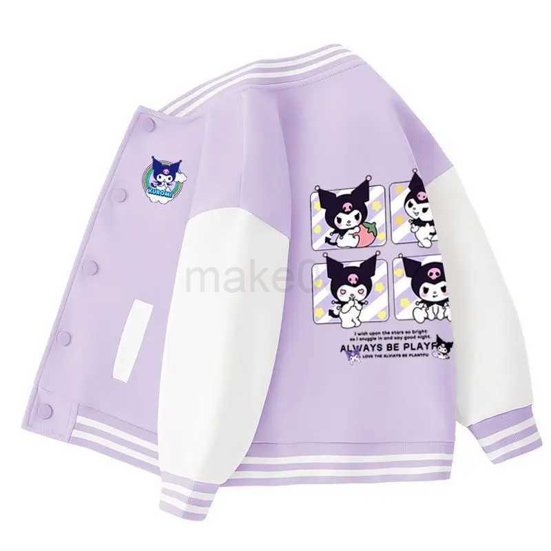 Down Coat Girls Contrast Alphabet Cartoon Loose Single-breasted Sweat Varsity Jackets School Kids Track Coats Child Outfit Tops 5-16 Years J231013