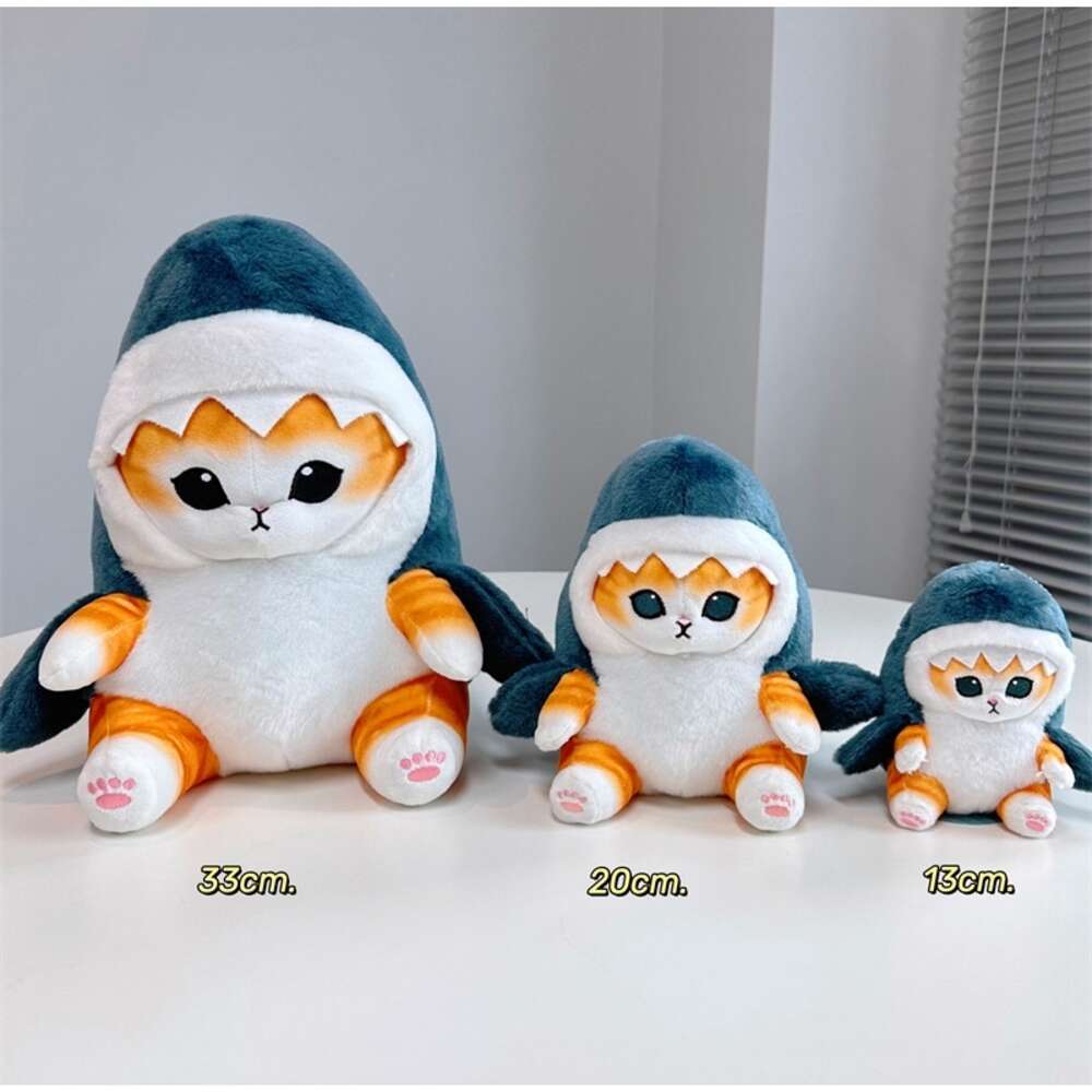 Mascot Costumes 13cm Cute Shark Cat Fried Shrimp Cat Plush Doll Pendant Dolls Beautiful Room Car Bag Decoration Pendant Christmas Gifts Keychain