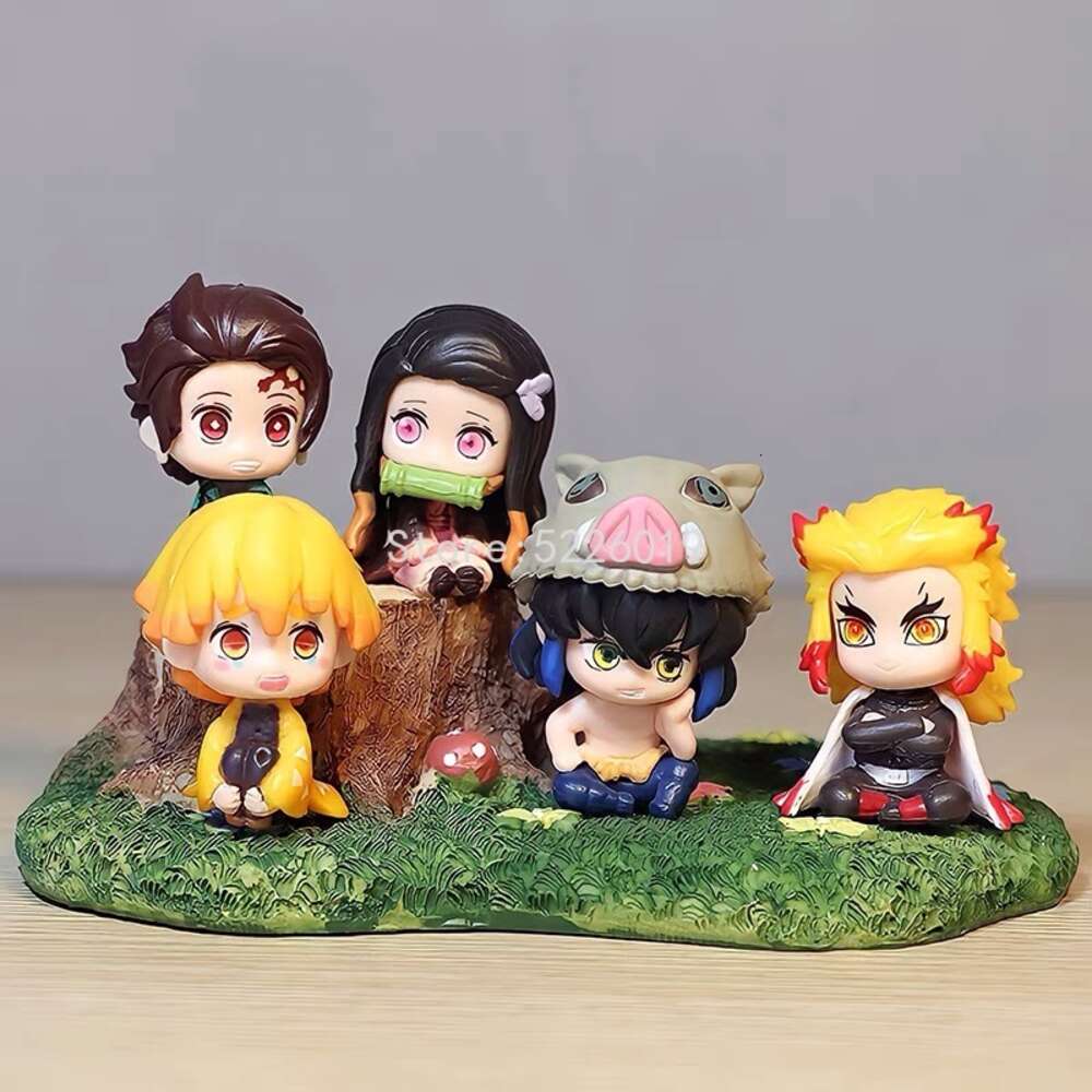 Finger Toys 5pcs/lot Anime Demon Slayer Figure Kimetsu No Yaiba Nezuko Zenitsu Tanjirou Giyuu Inosuke Kyoujurou Kanawo Action Figure Toy 5cm
