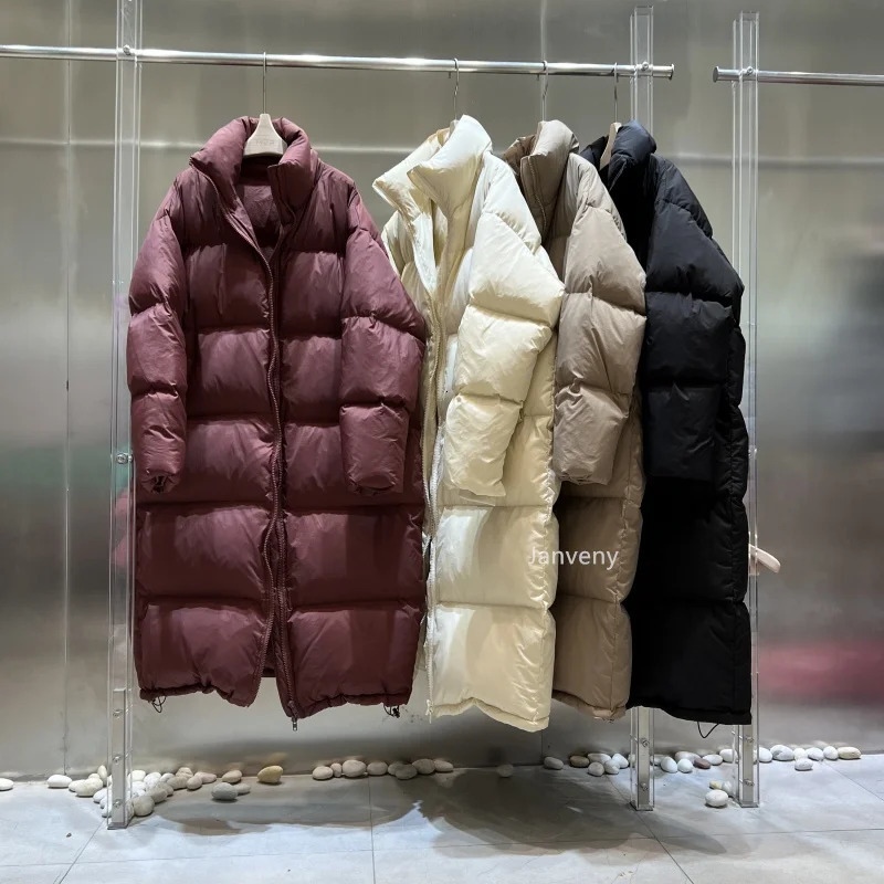 Women's Down Parkas Janveny Winter Stand Collar Thickeness XLong Bread Fluffy Puffer Coat Oversized White Duck Jacket Women Snow Outwear 231013