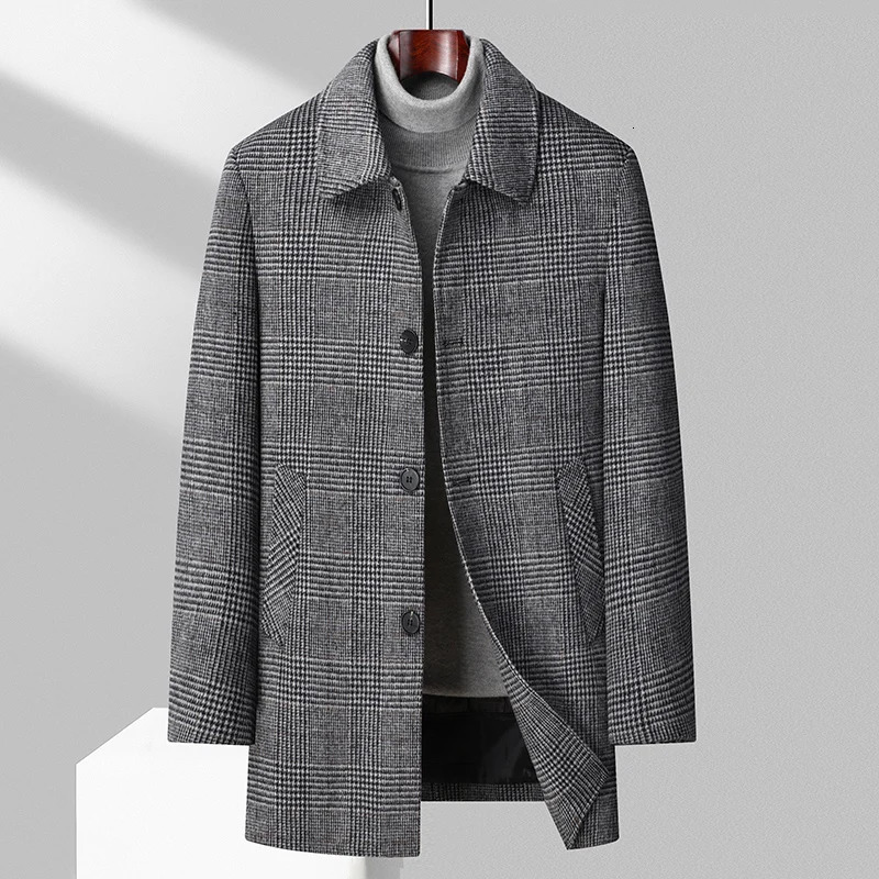 Men's Wool Blends Mantel dasar campuran wol kasmir pria mantel elegan musim dingin 2023 dengan lapisan kapas tebal dan dapat dilepas untuk 231013
