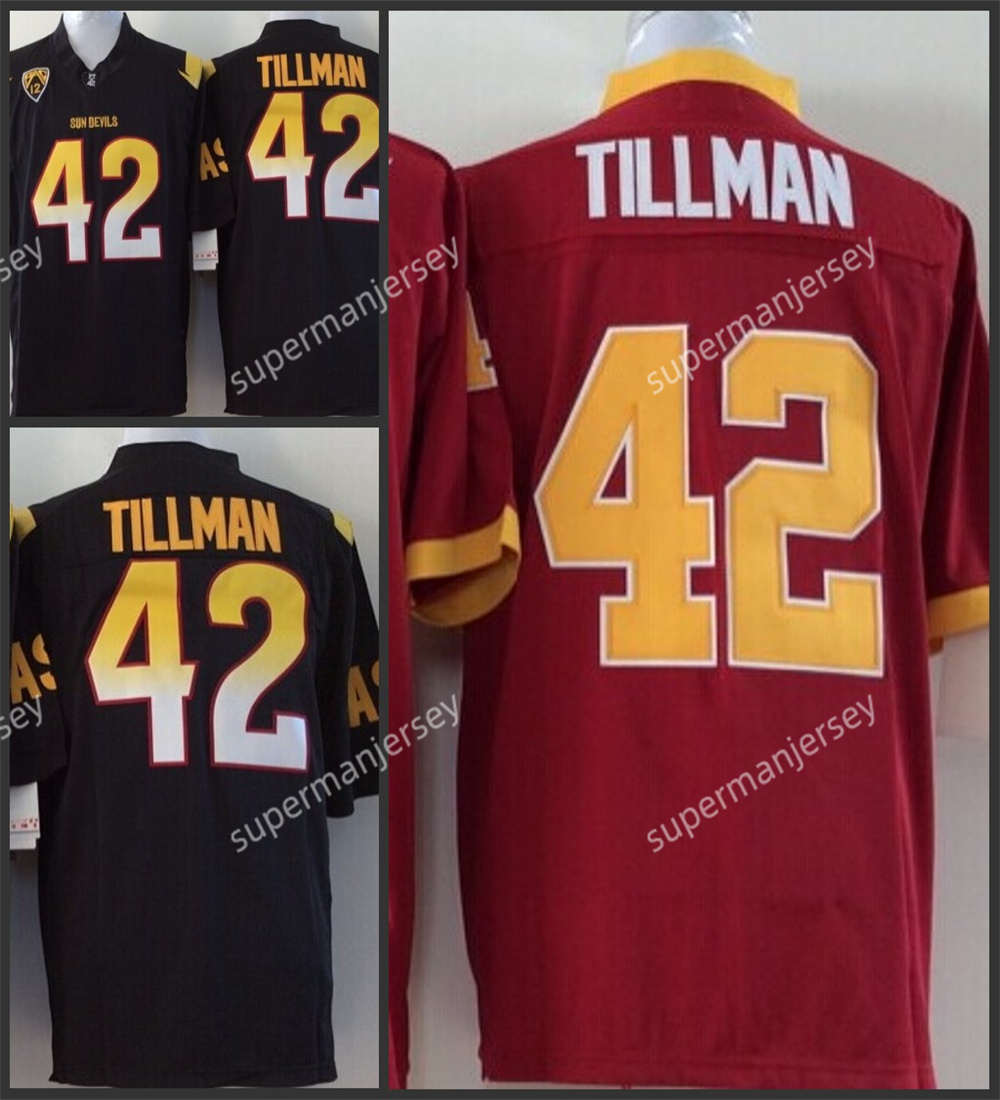NCAA Arizona State College Football Jersey 42 TILLMAN Black red stitched