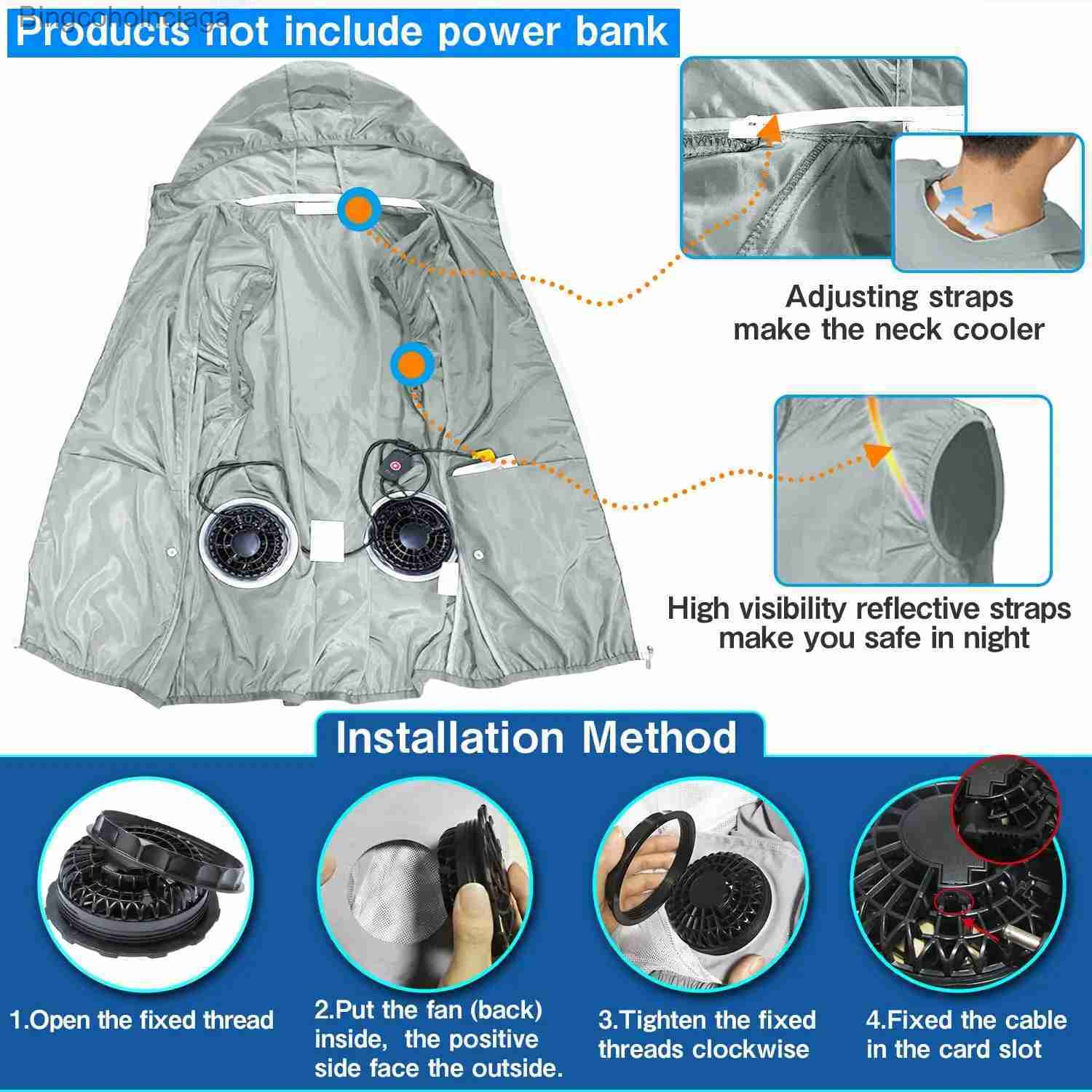 Men's Vests summer Men Cool Vest Wearable Cooling Fan Vest Air-conditioned Clothes Evaporative Cooling Construstion Vest for menL231014