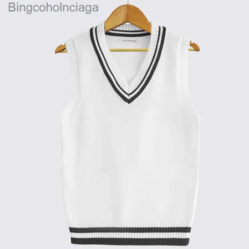 Men's Vests 2023 Spring Autumn Men Uniform Vest Fashion V Neck Pullover Boys British dent Sleeveless Waistcoat Tank Tops SweatersL231014