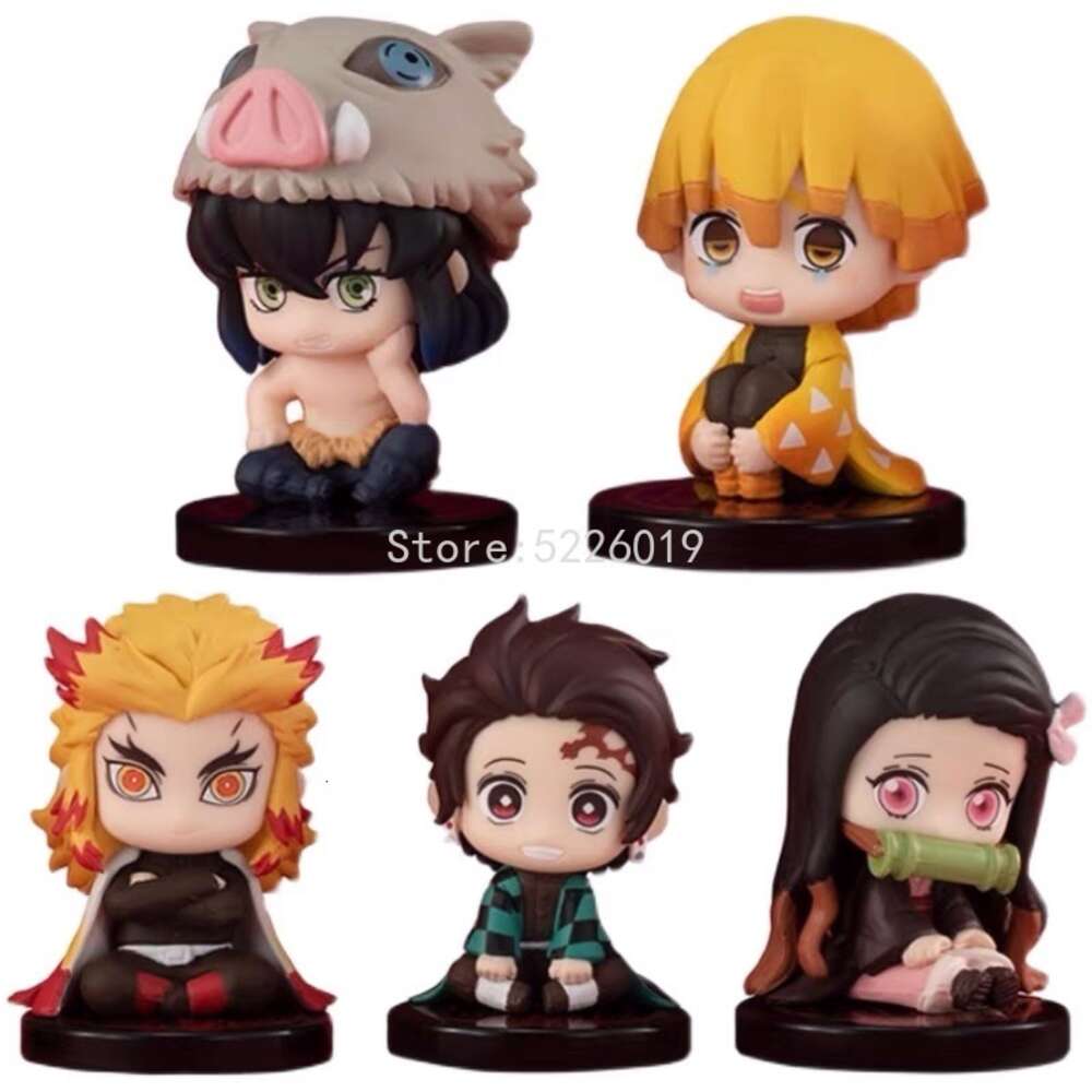 Finger Toys 5pcs/lot Anime Demon Slayer Figure Kimetsu No Yaiba Nezuko Zenitsu Tanjirou Giyuu Inosuke Kyoujurou Kanawo Action Figure Toy 5cm