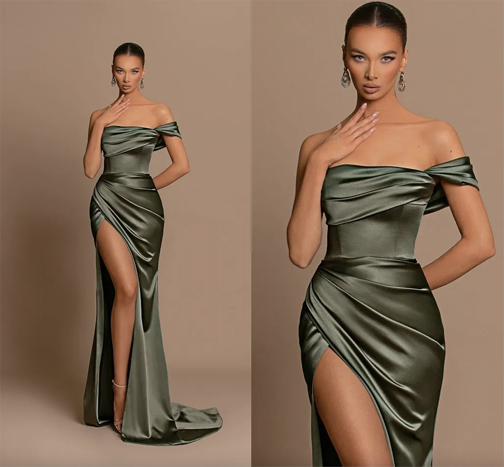 Sexy Plus Size Simple Mermaid Prom Dresses for Women Black Girls Off Shoulder High Side Split or Length Formal Evening Pageant Party Gowns Custom Made