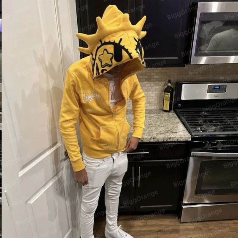 Men's Hoodies Sweatshirts Retro Lazy Style Hoodie for Women Loose Fun Multi Angle Full Zip Hoodie Y2k Casual Sweatshirt Jacket Harajuku American 