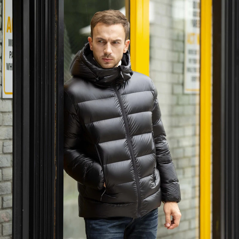 Men's Down Parkas Jaket Musim Dingin Pria Kasual Fashion 90 Parka Hangat Tebal Angsa Putih Mantel Luaran Bertudung Solid 231013