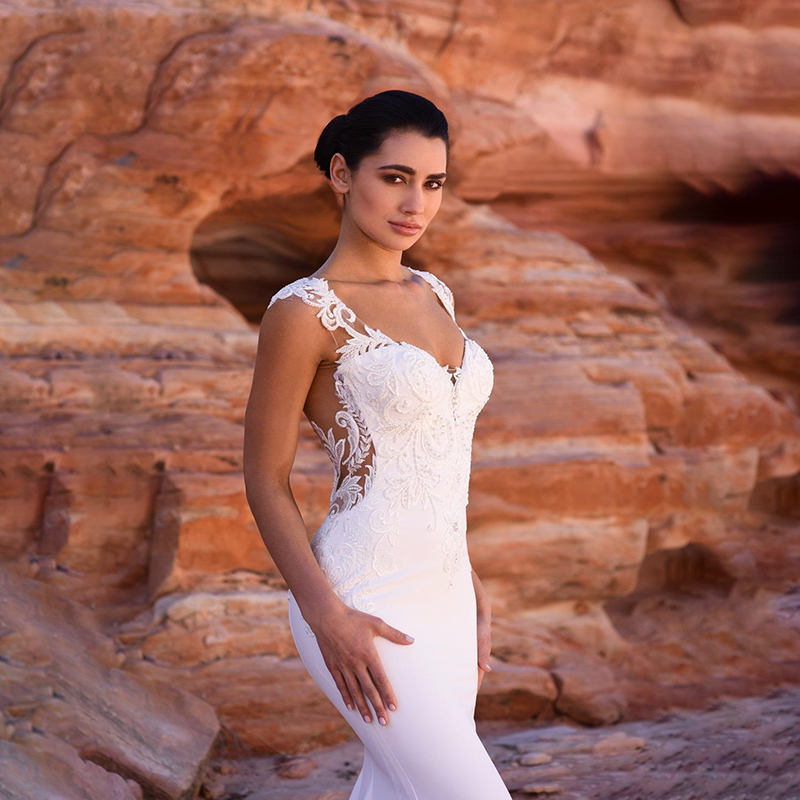 Meramid Bridal Wedding Dress Lace Applique Custom Made Sleeveless Fishtail Court Train Wedding Dresses 2023