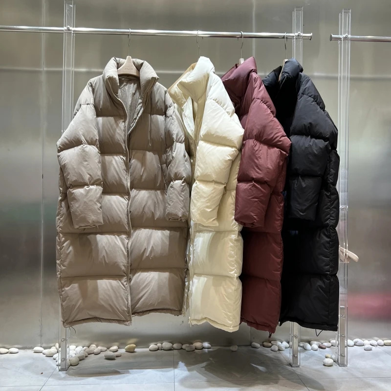 Women's Down Parkas Janveny Winter Stand Collar Thickeness XLong Bread Fluffy Puffer Coat Oversized White Duck Jacket Women Snow Outwear 231013