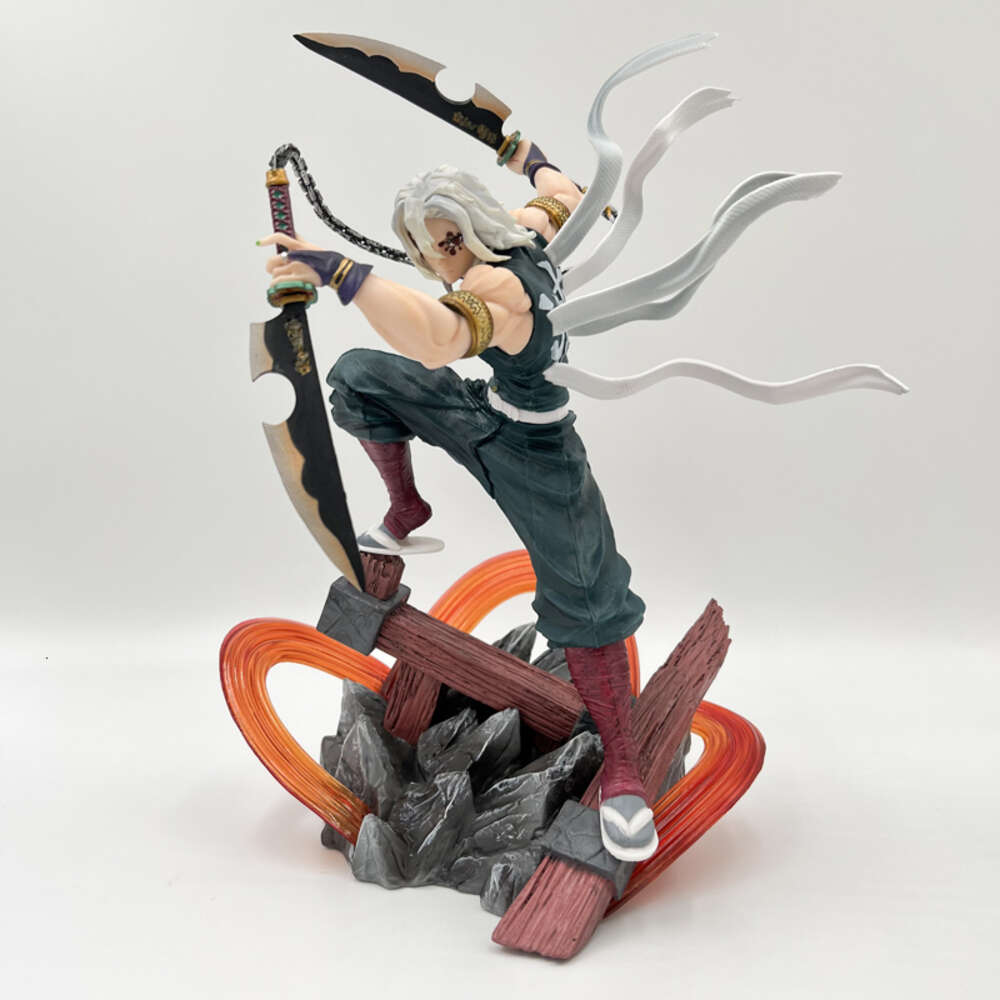 Finger Toys 27cm Demon Slayer Uzui Tengen Anime Figure Kimetsu No Yaiba Action Figure Battle Uzui Tengen Figurine Collectible Model Doll Toy