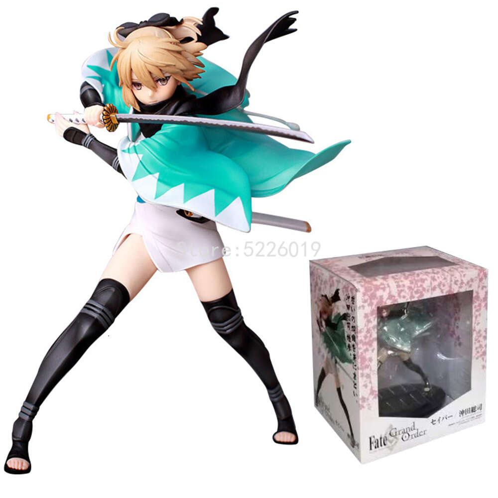 Finger Toys 27cm Fate/grand Order Anime Figure Okita Souji Saber Action Figure Alter Okita Souji Cherry Blossoms Saber Figurine Model Doll
