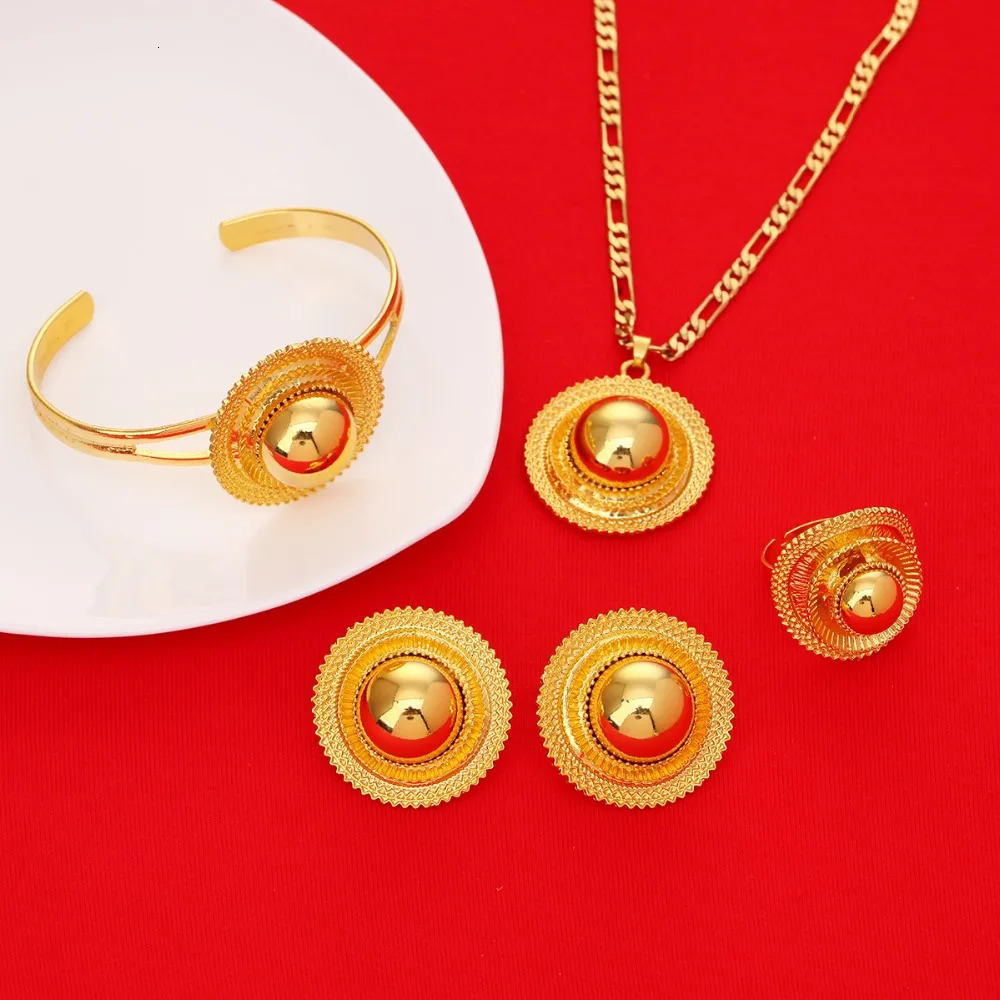 Wedding Jewelry Sets Ethiopian Wedding Jewelry sets Gold Color Ethnic Habesha Traditional Festival Jewellery Africa Women's Jewelry 231013