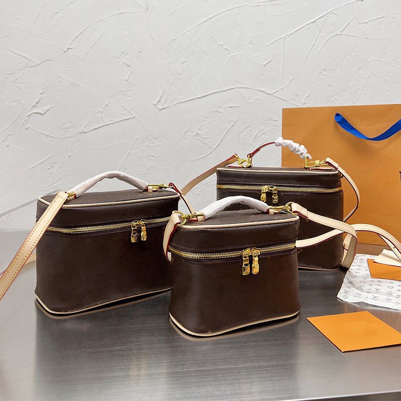 Floral Printed Cosmetic Bag Handbag Leather Zipper Shoulder Designer Luxury Bags