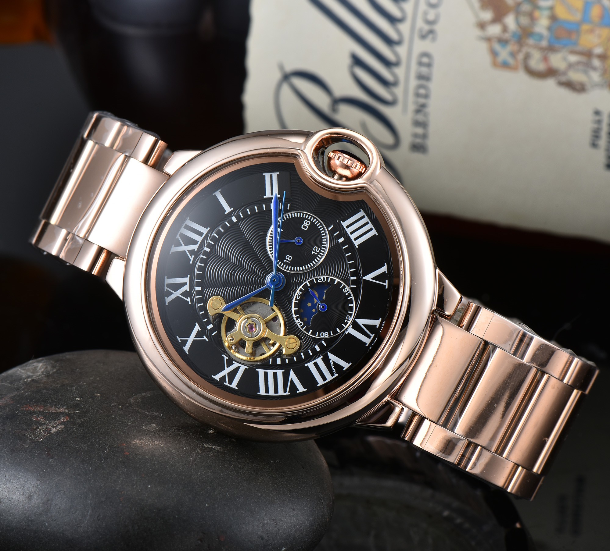 mens women CARTER Blue BALLON Mechanical movement wristwatches designer watches high quality tank Boutique Steel Strap Designer watches for men Wholesale Watch #66