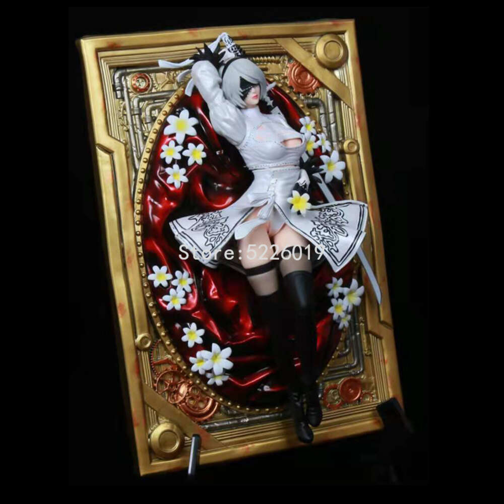 Finger Toys 32cm Nier Automata Anime Figure Yorha No.2 Type B Action Figure 3d Photo Frame Automata Hunter 2b Two Head 2b Yorha Figure Doll
