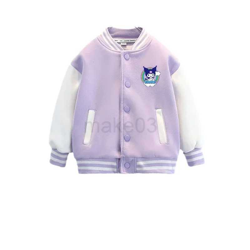 Down Coat Girls Contrast Alphabet Cartoon Loose Single-breasted Sweat Varsity Jackets School Kids Track Coats Child Outfit Tops 5-16 Years J231013