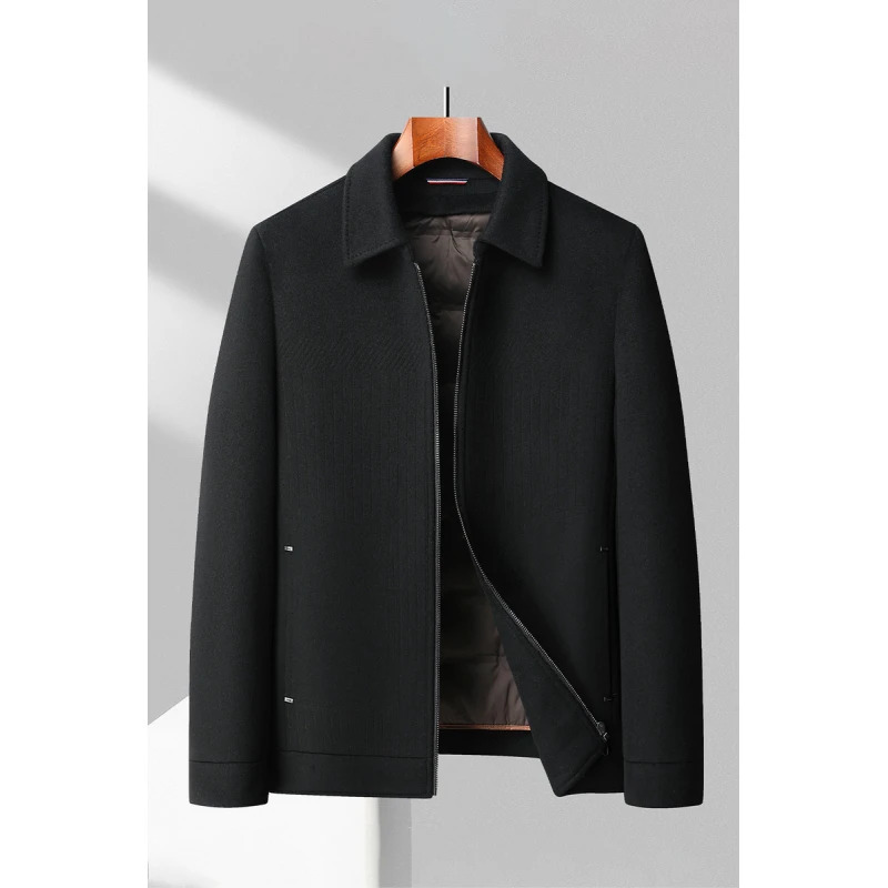 Men's Wool Blends Medium Length 70 Doublesided English Style Fashion with Down Lining Casual Solid Color 90 White Duck Jacket 231013