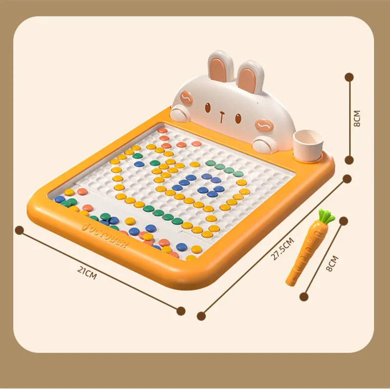 Intelligence toys Rabbit Magnetic Drawing Board Carrot Magnet Pen Kids Reusable Toys Baby Beads Painting Doodle Sketch Pad Children Gifts 231013