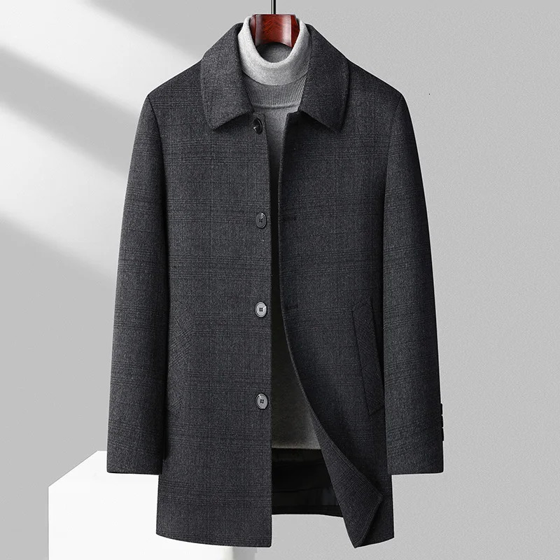 Men's Wool Blends Mantel dasar campuran wol kasmir pria mantel elegan musim dingin 2023 dengan lapisan kapas tebal dan dapat dilepas untuk 231013