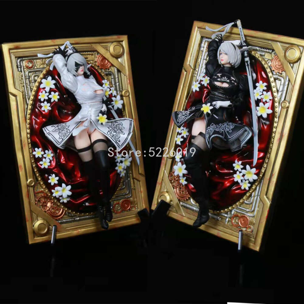 Finger Toys 32cm Nier Automata Anime Figure Yorha No.2 Type B Action Figure 3d Photo Frame Automata Hunter 2b Two Head 2b Yorha Figure Doll