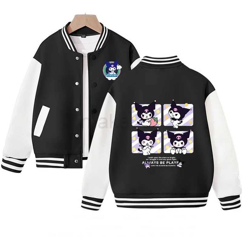 Down Coat Girls Contrast Alphabet Cartoon Loose Single-breasted Sweat Varsity Jackets School Kids Track Coats Child Outfit Tops 5-16 Years J231013