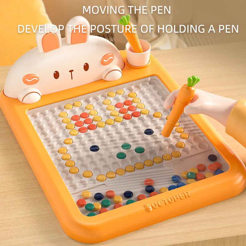 Intelligence toys Rabbit Magnetic Drawing Board Carrot Magnet Pen Kids Reusable Toys Baby Beads Painting Doodle Sketch Pad Children Gifts 231013